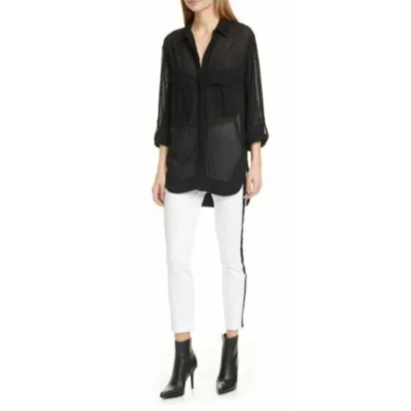 Rag & Bone The Classic Simone Pants White‎ Black Side Stripe Zip Pockets 6 $325 - Picture 6 of 14